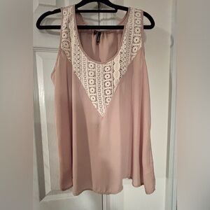 Maurices Blush Sleeveless Top with Lace Detail